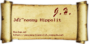 Jánossy Hippolit névjegykártya